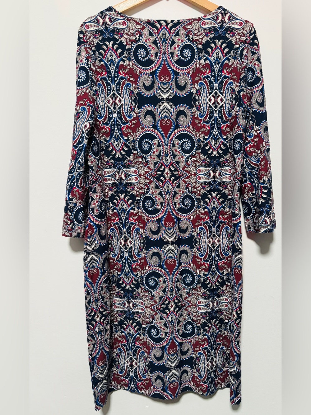 Charter Club Scoop Neck Long Bell Sleeves, Printed Dress XL - Picture 2 of 5